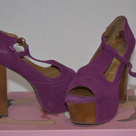 Like New Jeffrey Campbell Foxy Wood Platform Sandals Rose 6 - Picture 5 of 8